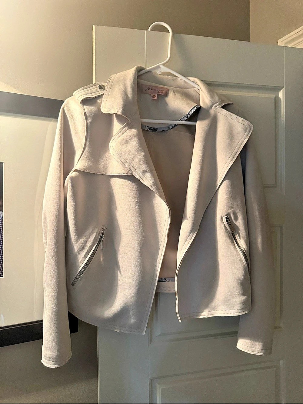 philosophy Cream faux leather Jacket Size XS Like New